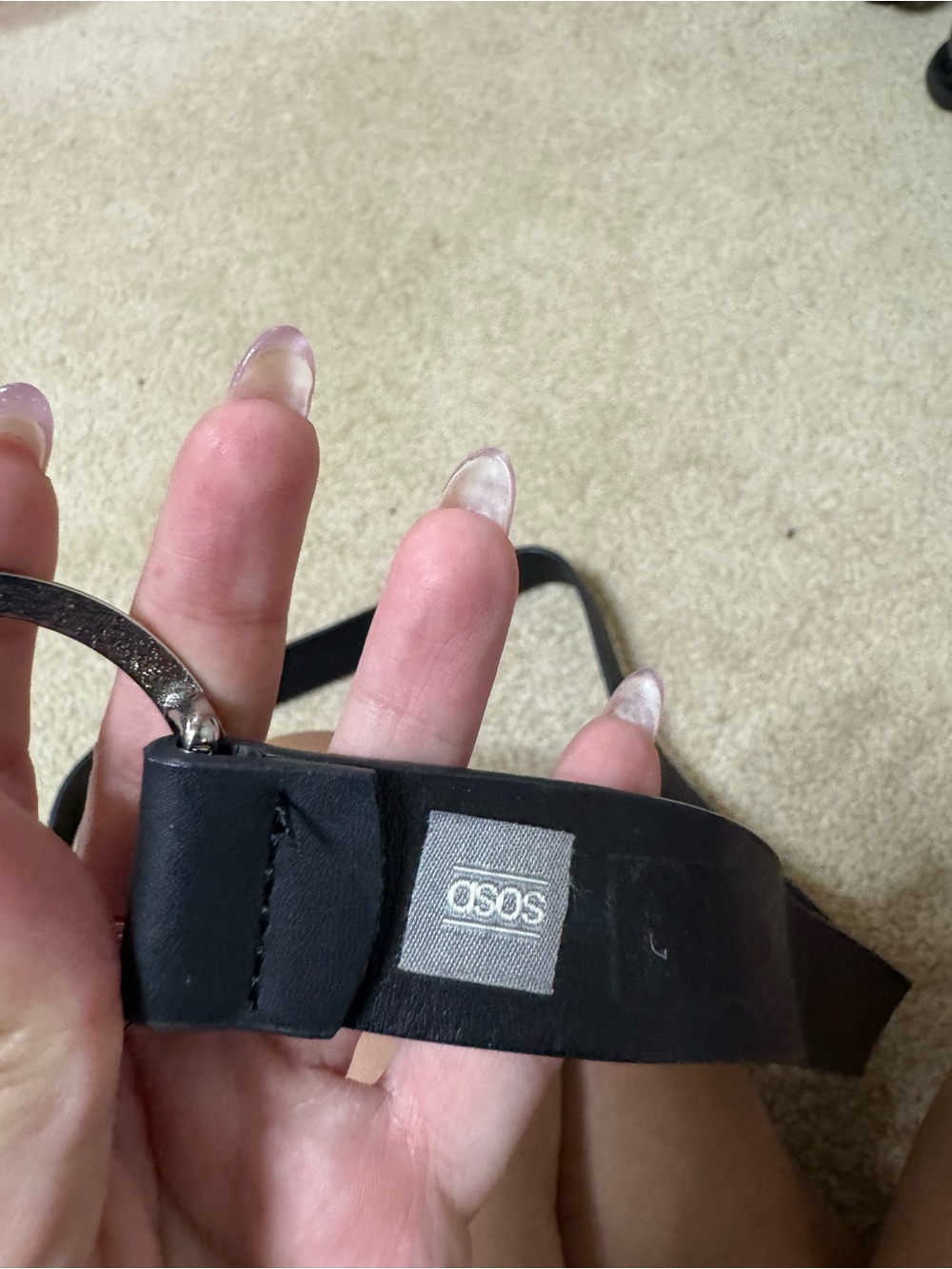 ASOS Black Leather Belt with Silver Hardware